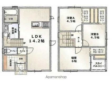 香川県高松市福岡町４丁目[3LDK/75.55m2]の間取図