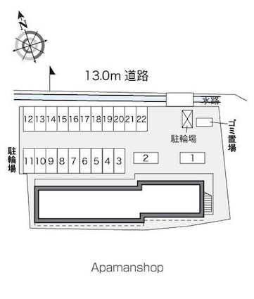 レオパレスＭＡＬＩＢＵ[1K/21.18m2]の配置図