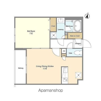 テラスミーレ文京弥生[1LDK/43.06m2]の間取図