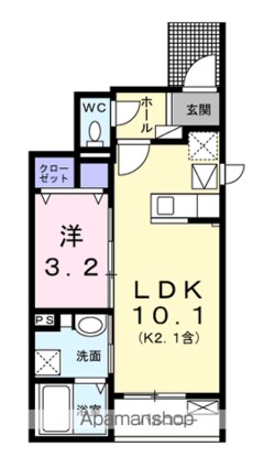 ラ・シモーヌ・メゾン　ＭＨ[1LDK/33.49m2]の間取図