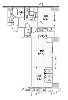 シーズンフラッツ新高円寺[2LDK/54.37m2]の間取図