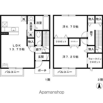 柿の木テラス　Ａ[2LDK/75.17m2]の間取図
