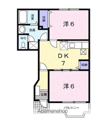 アルテナードＢ[2DK/44.34m2]の間取図