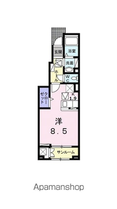 愛媛県四国中央市上柏町[1K/32.43m2]の間取図