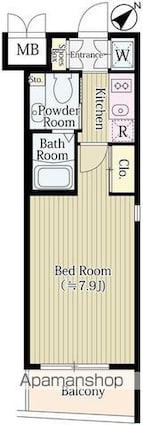 ル・ボワ平和台[1K/24.5m2]の間取図