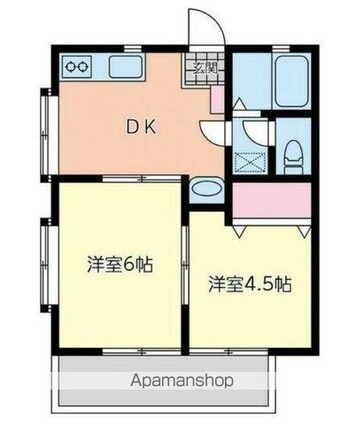 香川県高松市東山崎町[2DK/40.11m2]の間取図