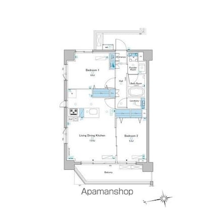 ルフォンプログレ赤羽[2LDK/55.68m2]の間取図