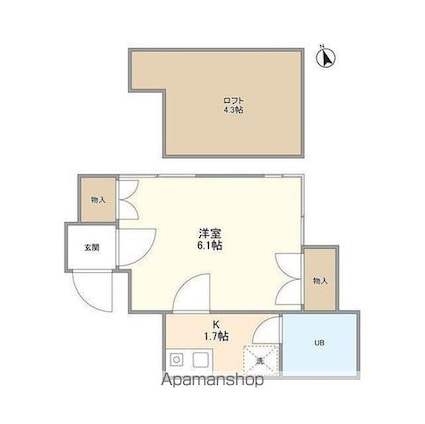 カーサ川口[1K/18.59m2]の間取図