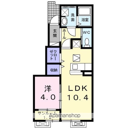 カーサ・フェリーチェ[1LDK/40.53m2]の間取図