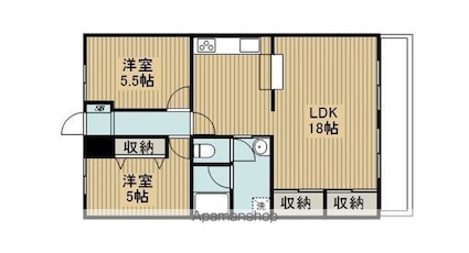 サンハイツ南志賀[2LDK/65.86m2]の間取図