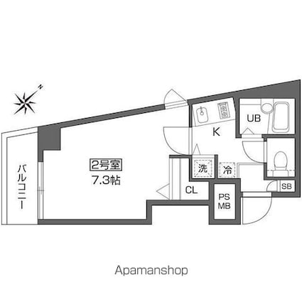 ベルファース早稲田[1K/22.08m2]の間取図