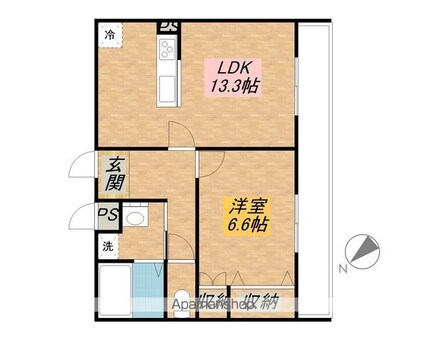 滋賀県彦根市東沼波町[1LDK/48.73m2]の間取図