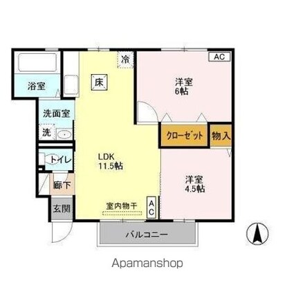 ルージュモア・ルージュコート　コート[2LDK/49m2]の間取図