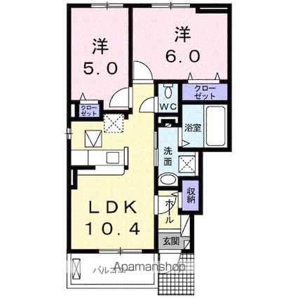 愛媛県今治市南鳥生町１丁目[2LDK/49.6m2]の間取図