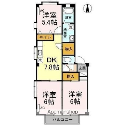 フォブール坂本[3DK/55.89m2]の間取図