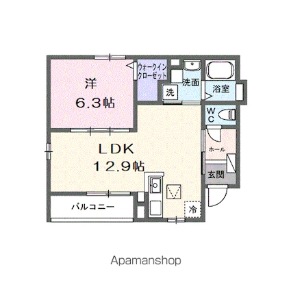 ブリリアントⅡ[1LDK/40.9m2]の間取図