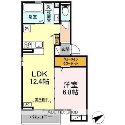 ＤーＲＯＯＭ徳行[1LDK/45.58m2]の間取図