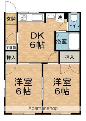 フレグランス平田[2DK/39.6m2]の間取図