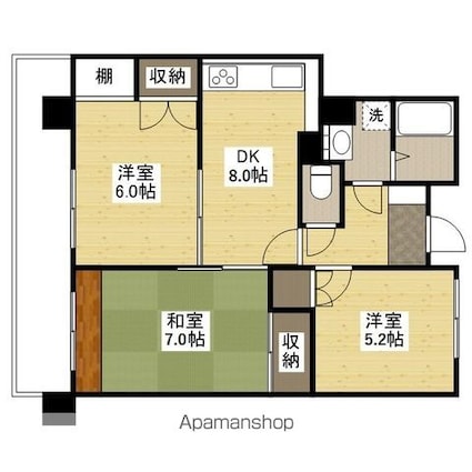 広島県広島市中区昭和町[3DK/56.3m2]の間取図