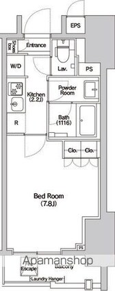 Ｈａｌｕｗａ芝公園[1K/26.04m2]の間取図