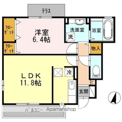 ガーデンハウス　Ｃ[1LDK/47.23m2]の間取図