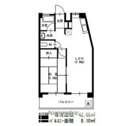 ロイヤルハイツタニ[1LDK/42.05m2]の間取図