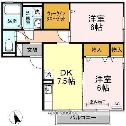 ミルキーウェイ[2DK/50.51m2]の間取図