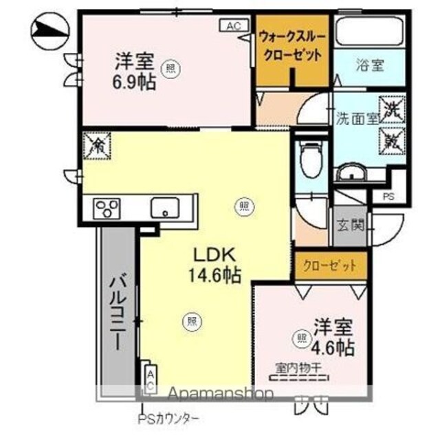 ＤーＲＯＯＭ尾崎丁[2LDK/61.53m2]の間取図