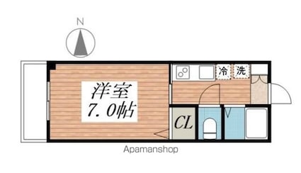 クレスト[1K/22.2m2]の間取図