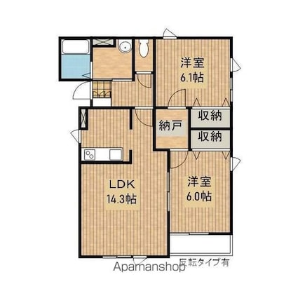 ＧＩパレス[2LDK/61.07m2]の間取図