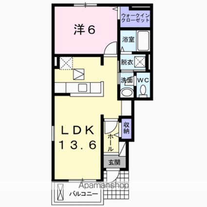 シャルマン・Ｙ[1LDK/46.06m2]の間取図