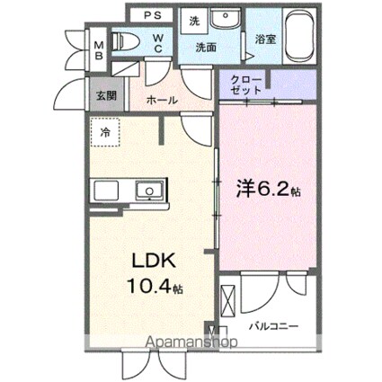 カーサ・ソレイユ　Ｂ[1LDK/40.14m2]の間取図