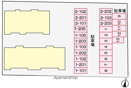 サンシティ東新田Ａ[2DK/48.04m2]の配置図