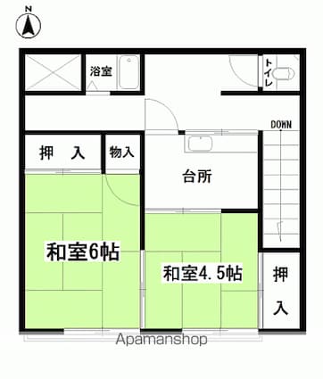 竹島アパート[2K/40.55m2]の間取図