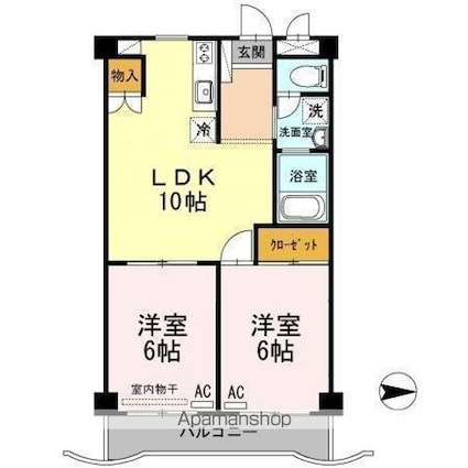 ローゼ宮尾[2LDK/50.22m2]の間取図