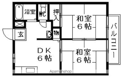 コーポアイリス[2DK/38.88m2]の間取図