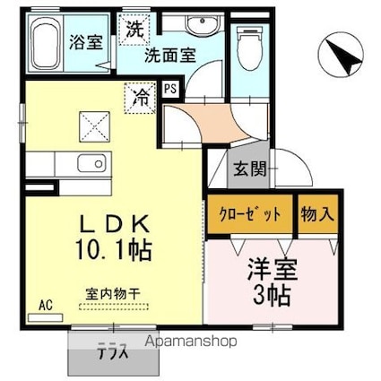 プラス平原[1LDK/36.29m2]の間取図