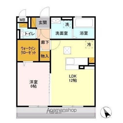 プリモフィオーレ[1LDK/46.31m2]の間取図