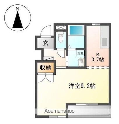 スカイヒルズ　アキ[1K/32.57m2]の間取図