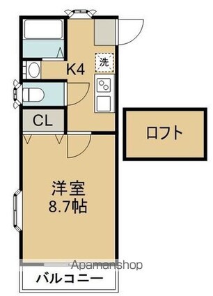 ホワイトキャッスル南小泉ビレジＤ棟[1K/28.09m2]の間取図