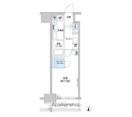 パークキューブ西新宿[1K/25.07m2]の間取図