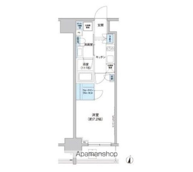 パークキューブ西新宿[1K/25.07m2]の間取図