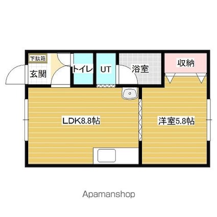 ゆもとハイツＢ[1LDK/32.4m2]の間取図