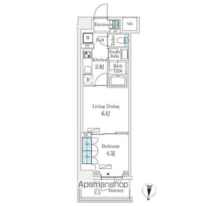 フロンティアレジデンス錦糸公園[1LDK/34.15m2]の間取図