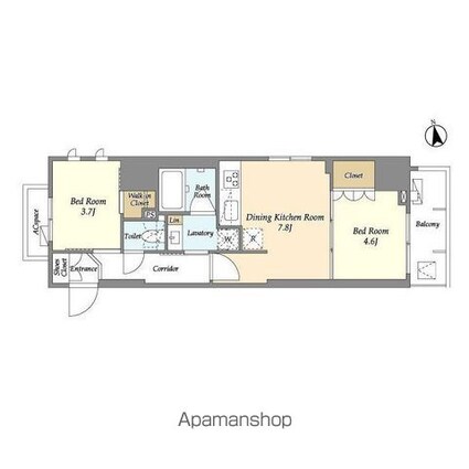 ジオエント浅草雷門[2DK/40.85m2]の間取図