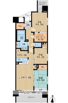 エコロジー錦糸町レジデンス[3LDK/70.6m2]の間取図