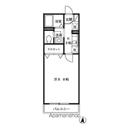 東京都新宿区西落合１丁目[1K/26.27m2]の間取図