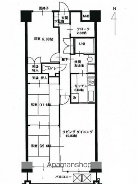 広島県広島市中区白島九軒町[3LDK/79.53m2]の間取図