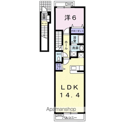 フロラシオン　大橋[1LDK/50.08m2]の間取図