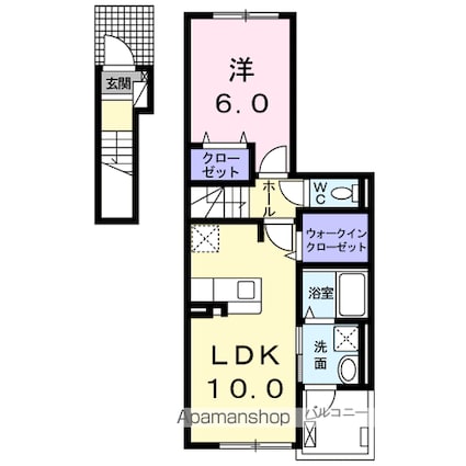 クラプトンハウス[1LDK/44.88m2]の間取図